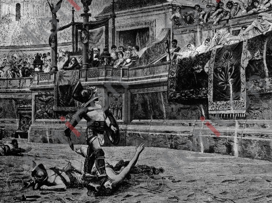Kämpfe im Kolosseum | Fights in the Coliseum - Foto simon-107-038-sw.jpg | foticon.de - Bilddatenbank für Motive aus Geschichte und Kultur